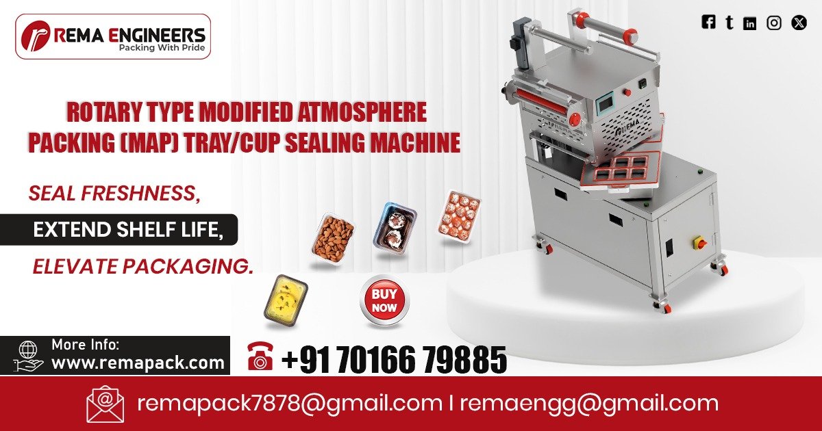 Rotary MAP (Vacuum+Gas) Tray Sealing Machine in Madhya Pradesh