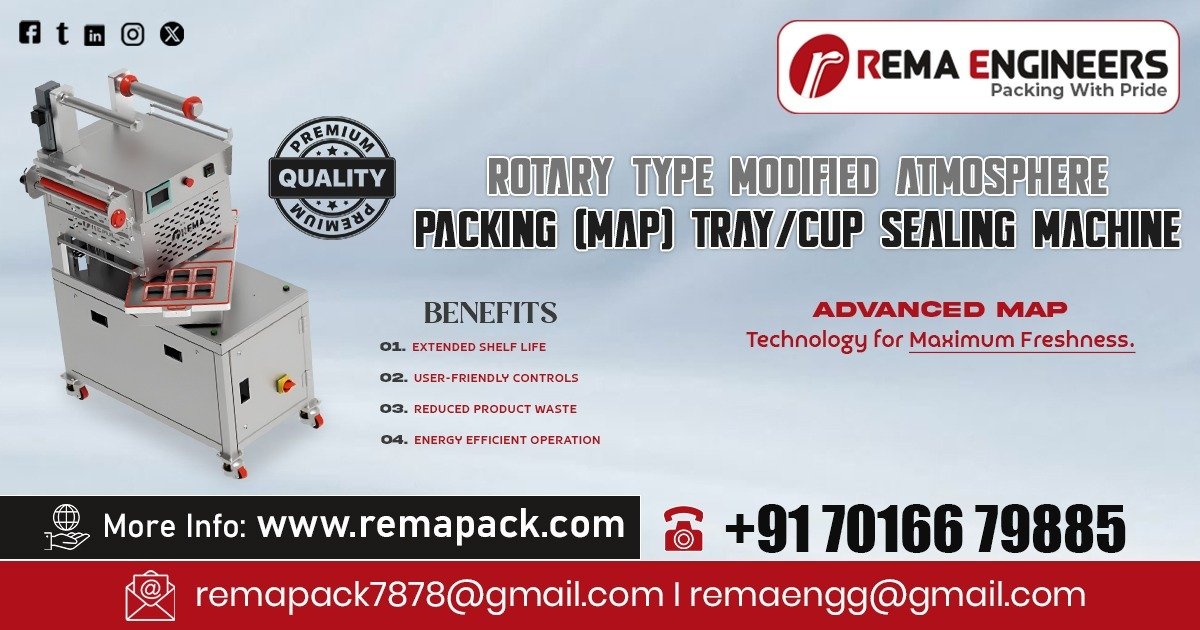 Rotary MAP (Vacuum+Gas) Tray Sealing Machine in Uttar Pradesh