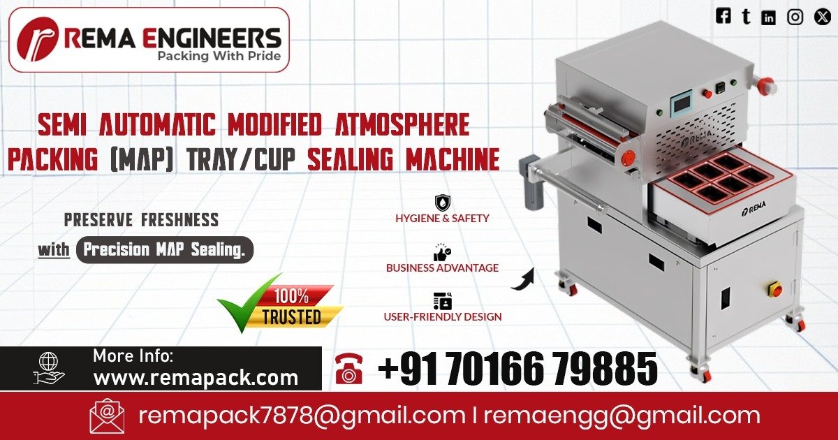 Semi-Automatic Modified Atmosphere Packing Tray and Cup Sealing Machine in Jharkhand