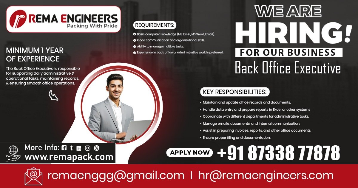 We Are Hiring: Back Office Executive