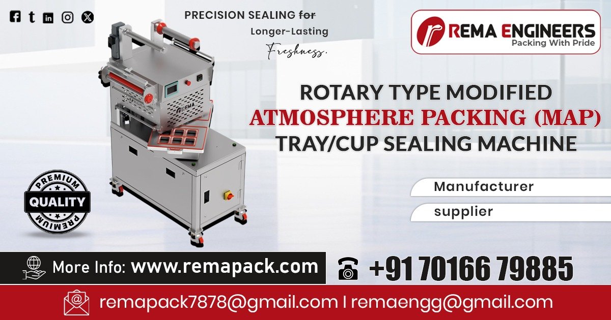 Rotary MAP (Vacuum+Gas) Tray Sealing Machine in Punjab