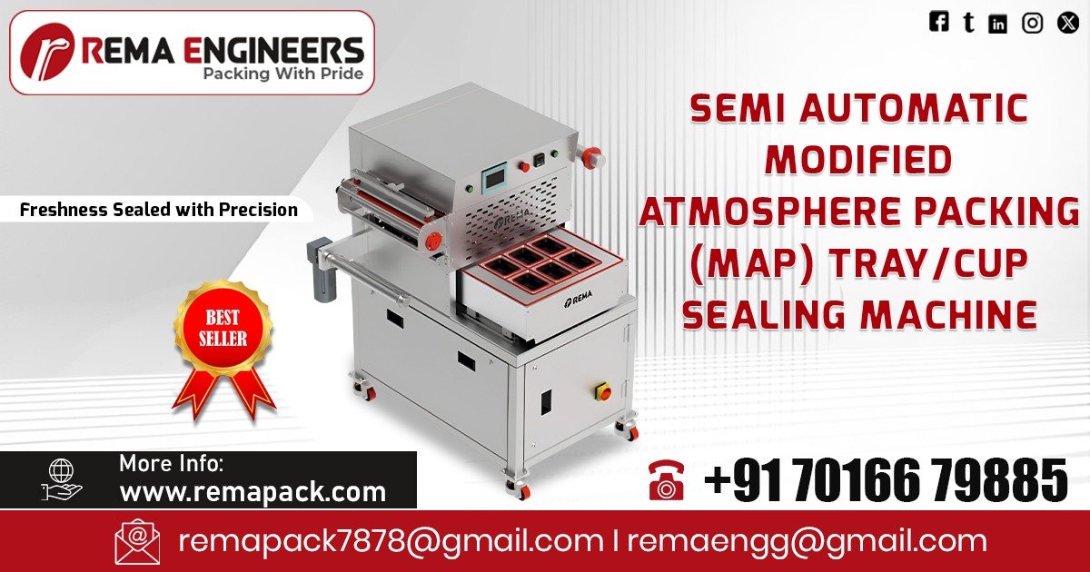 Semi-Automatic Modified Atmosphere Packing Tray and Cup Sealing Machine in Gujarat