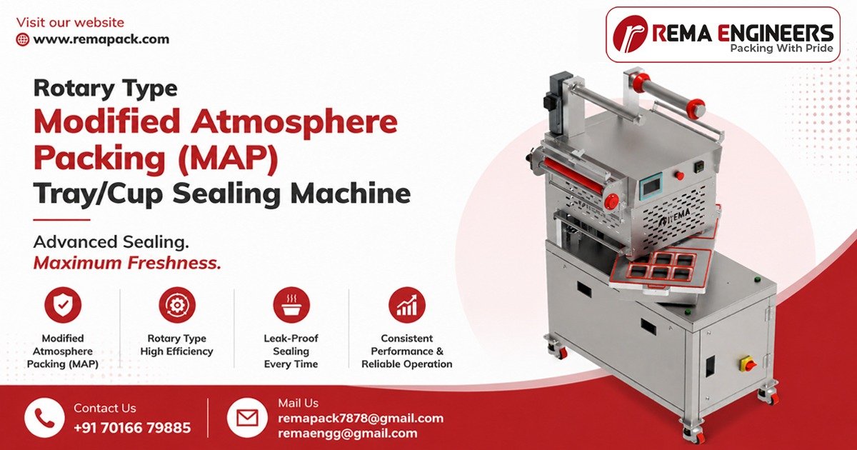 Rotary MAP Vacuum Gas Tray Sealing Machine In Assam by Rema Engineers