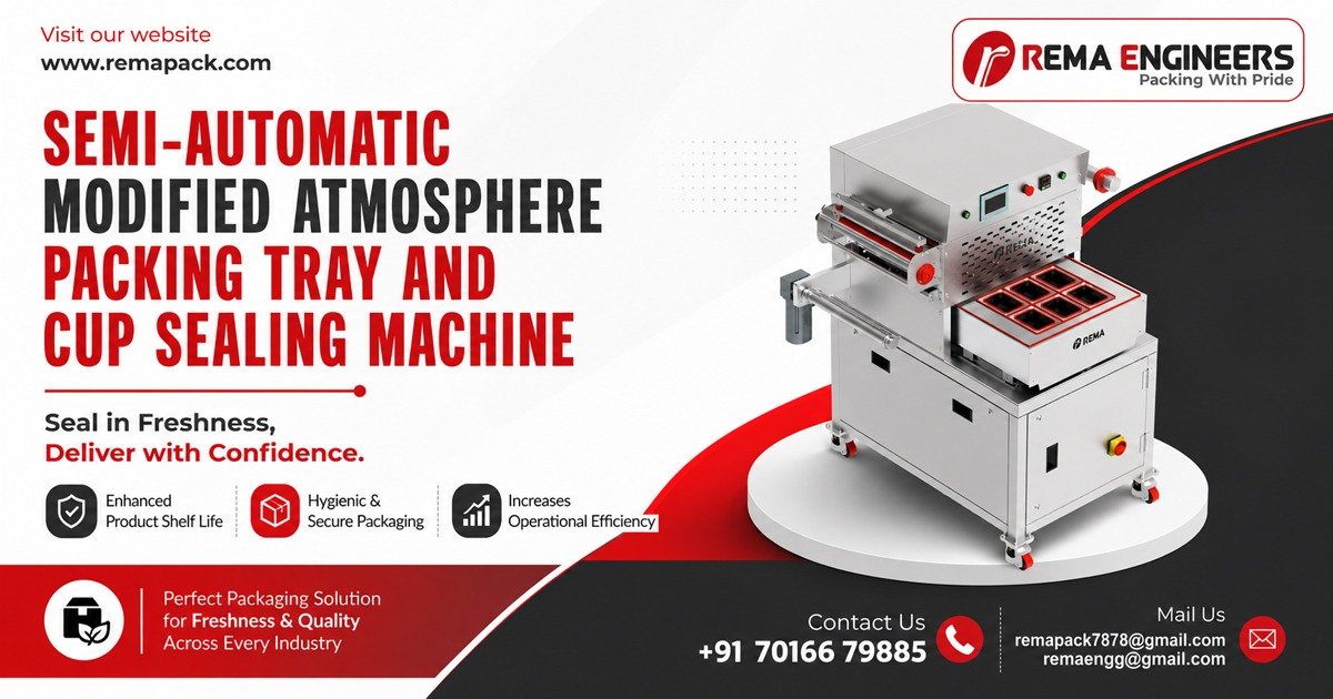 Semi-automatic modified atmosphere packing tray and cup sealing machine in Kerala ensuring freshness, efficiency.