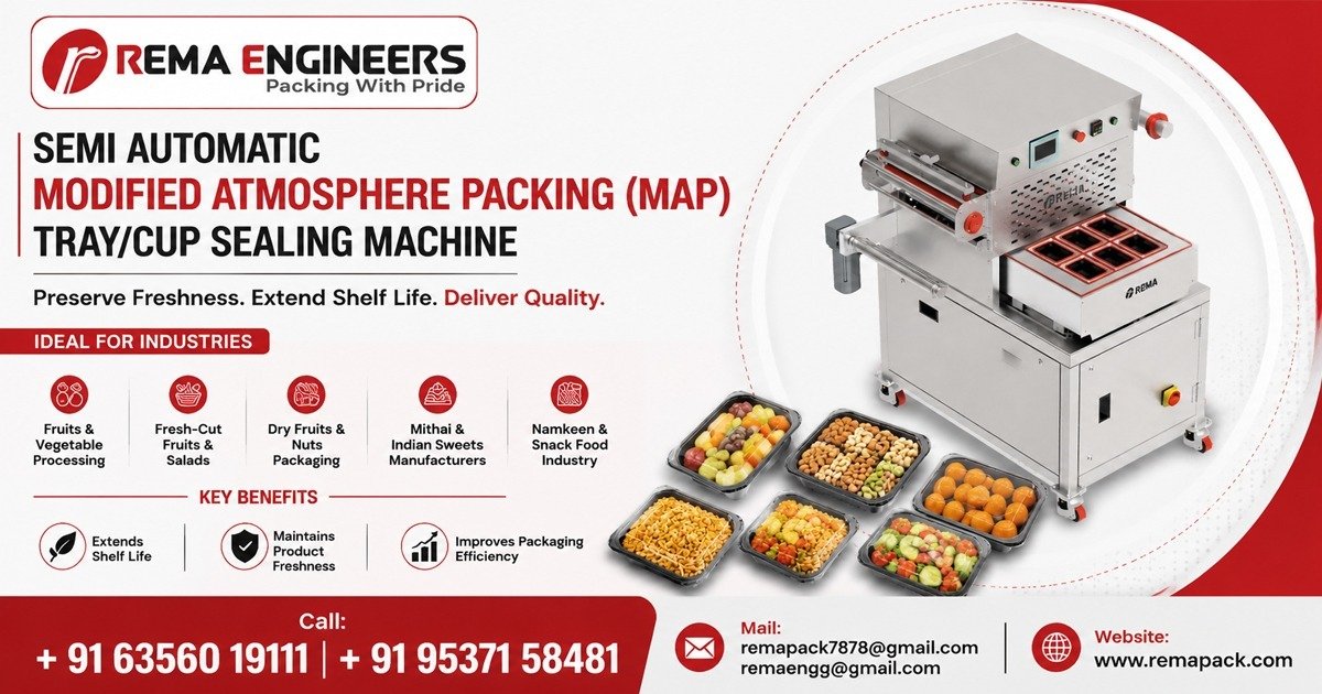 Semi-Automatic Modified Atmosphere Packing Tray and Cup Sealing Machine In Andhra Pradesh